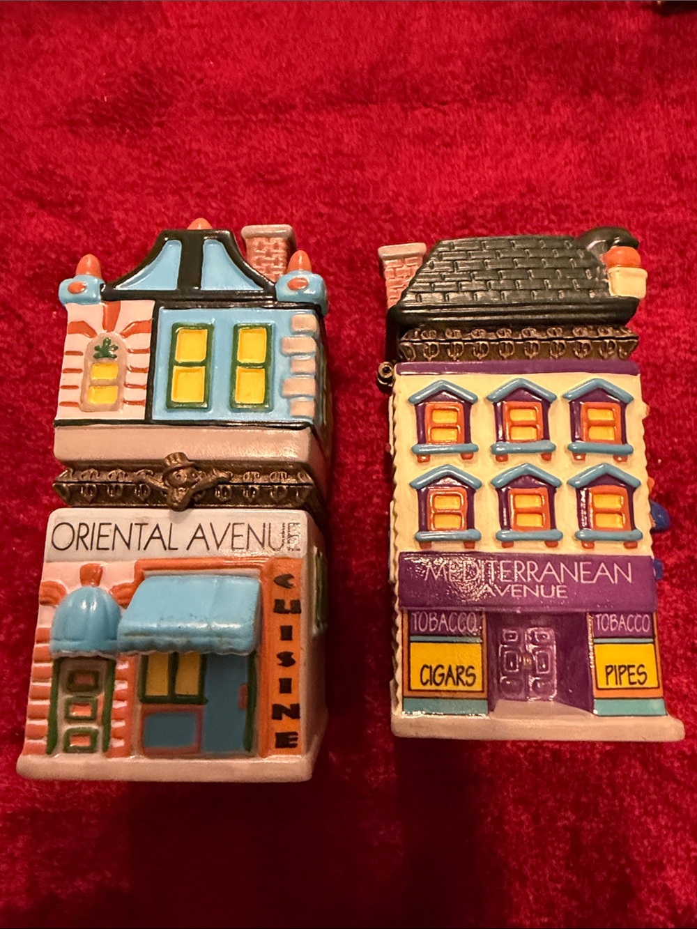 1999 Monopoly Oriental Ave Mediterranean ave hinged trinket boxes like new